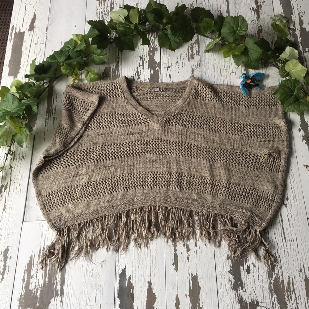 Eoote tan sweater top, poncho